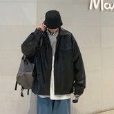 Hearujoy Black Faux Leather Jacket Men Autumn Mens Hip Hop Jacket PU Leather Male Oversize Streetwear Korean Trend Jackets Coats